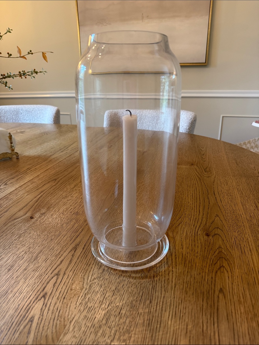 Studio McGee Clear Glass Lantern with White Taper Candle